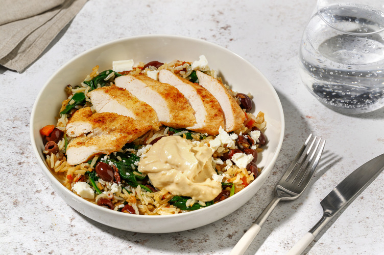 Mediterranean Chicken & Olive-Studded Rice