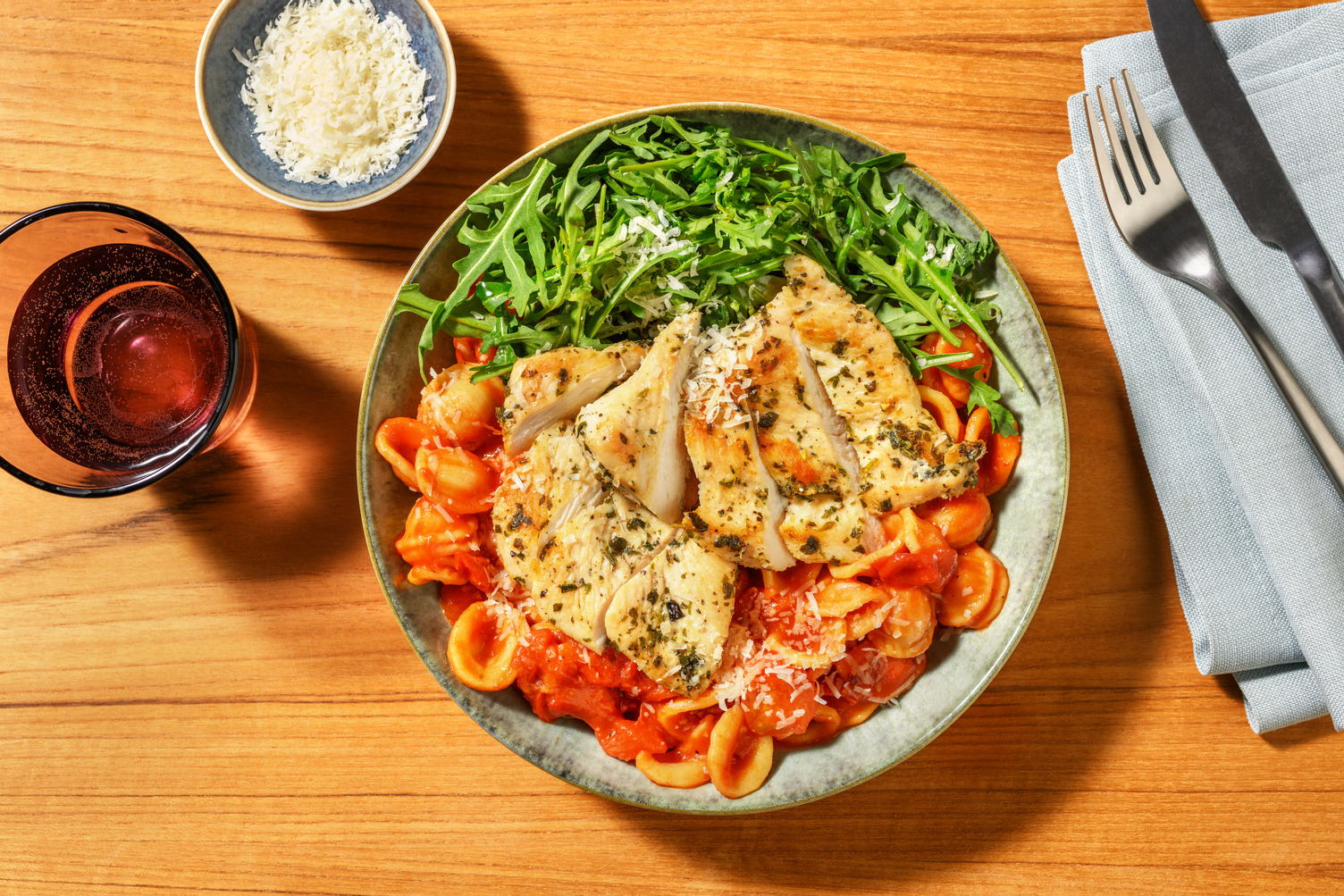 Seared Chicken, Bacon & Confit Cherry Tomato Pasta