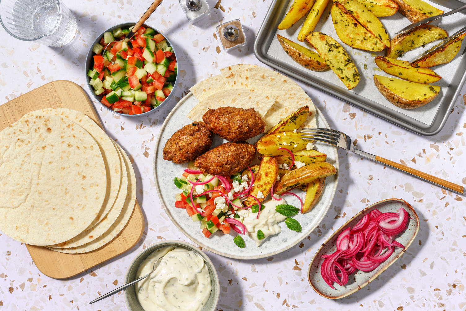 Share-Style Greek Pork Kofta Station 