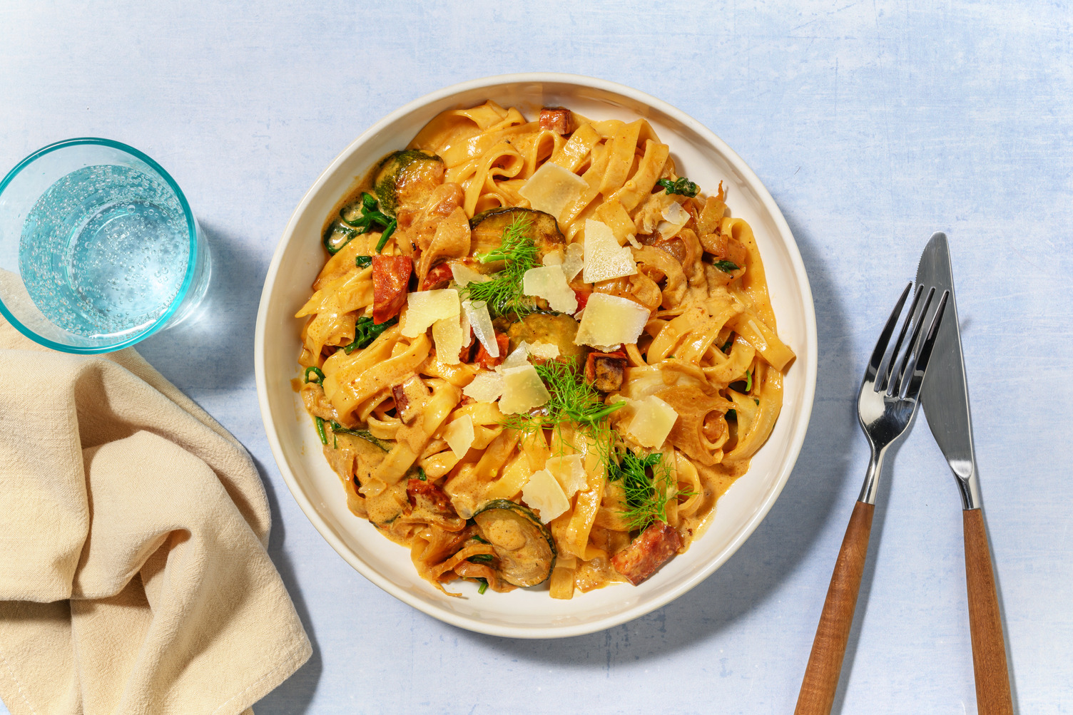 Creamy Chorizo Fettuccine & Sautéed Fennel