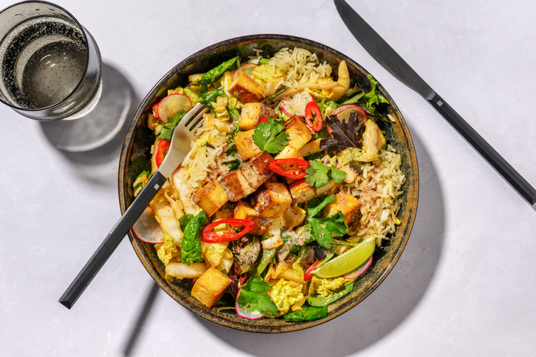 Tofu & Crispy Rice Wombok Salad