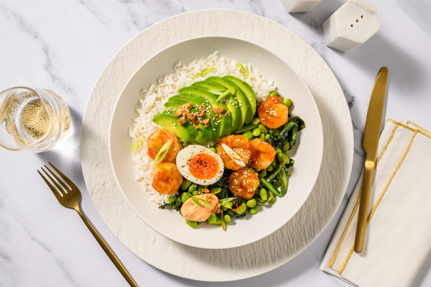 High Power Protein Jumbo Shrimp and Edamame Bowls