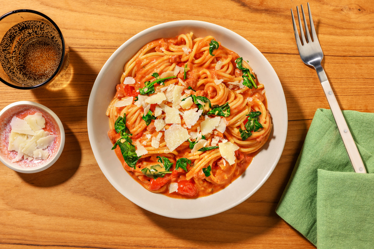 Bacon, Beef & Cherry Tomato Fettuccine