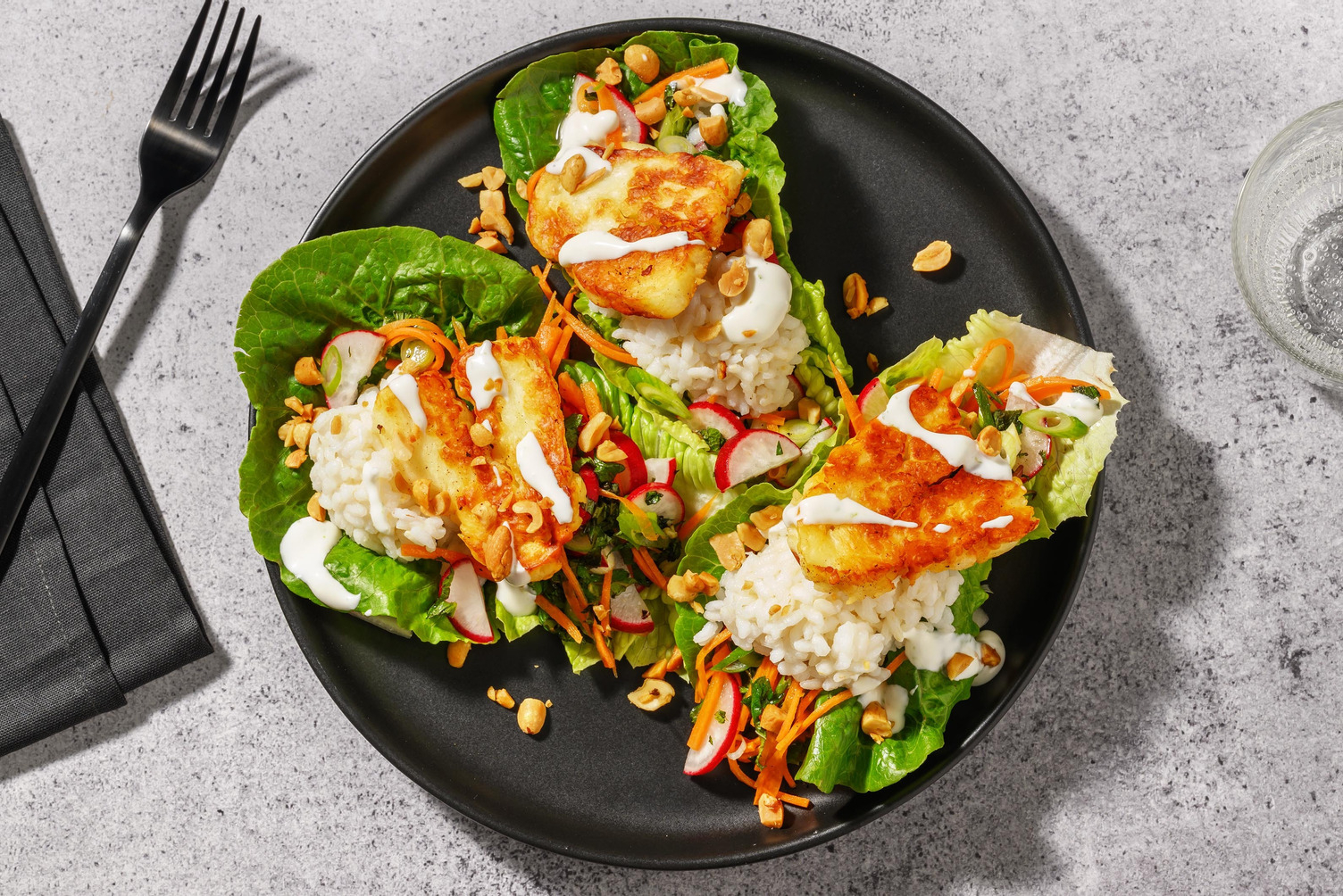 Sweet Chili Halloumi Lettuce Cups