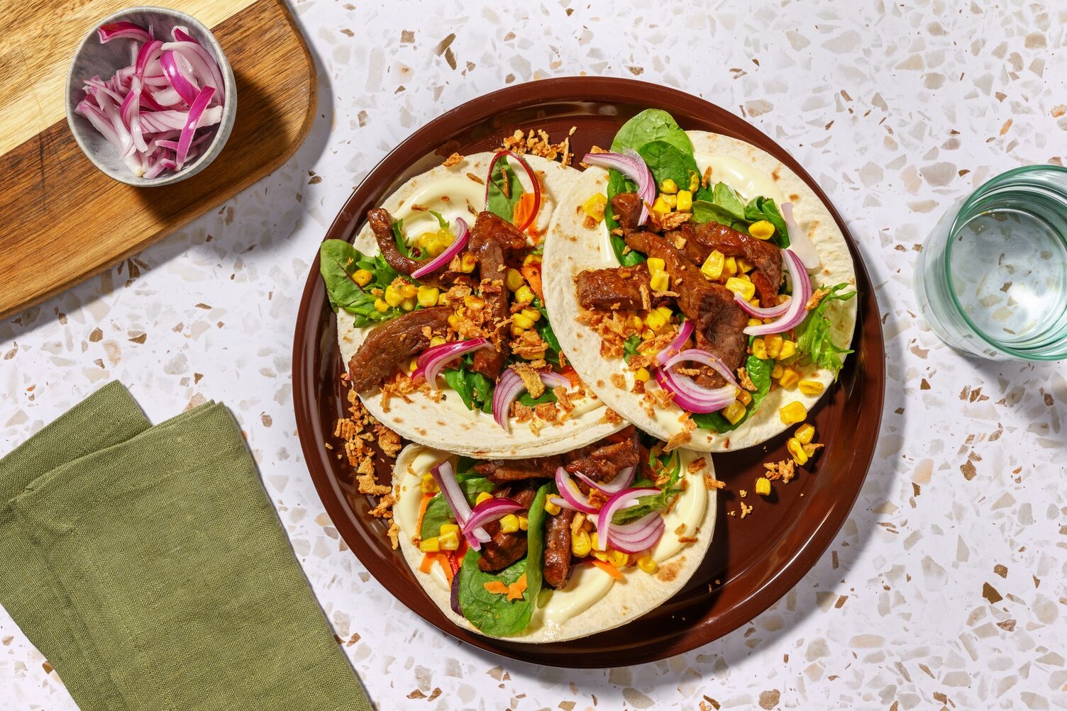 Asian-Style Double Beef & Salad Tacos