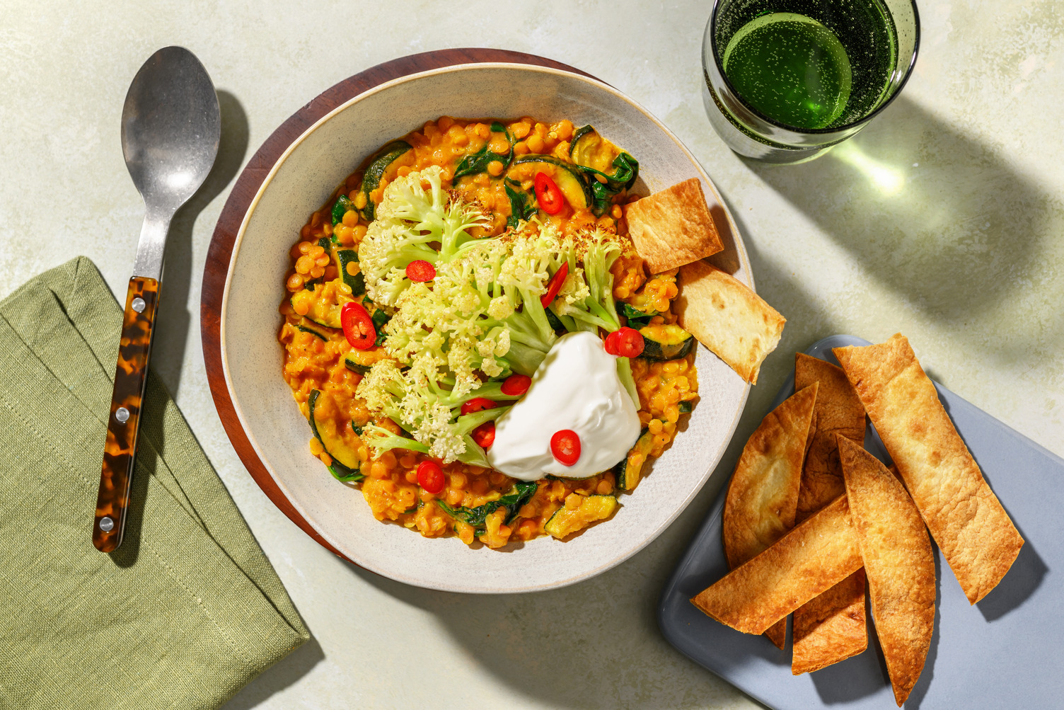 Hearty Lentil-Beef Dhal & Roasted Cauliflower