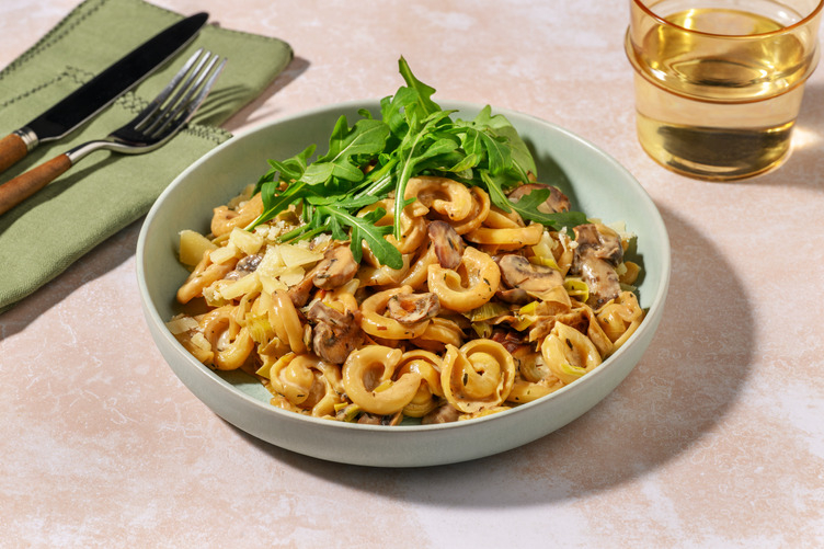 One-Pot Garlicky Plant-Based Mince, Mushroom & Leek Orecchiette