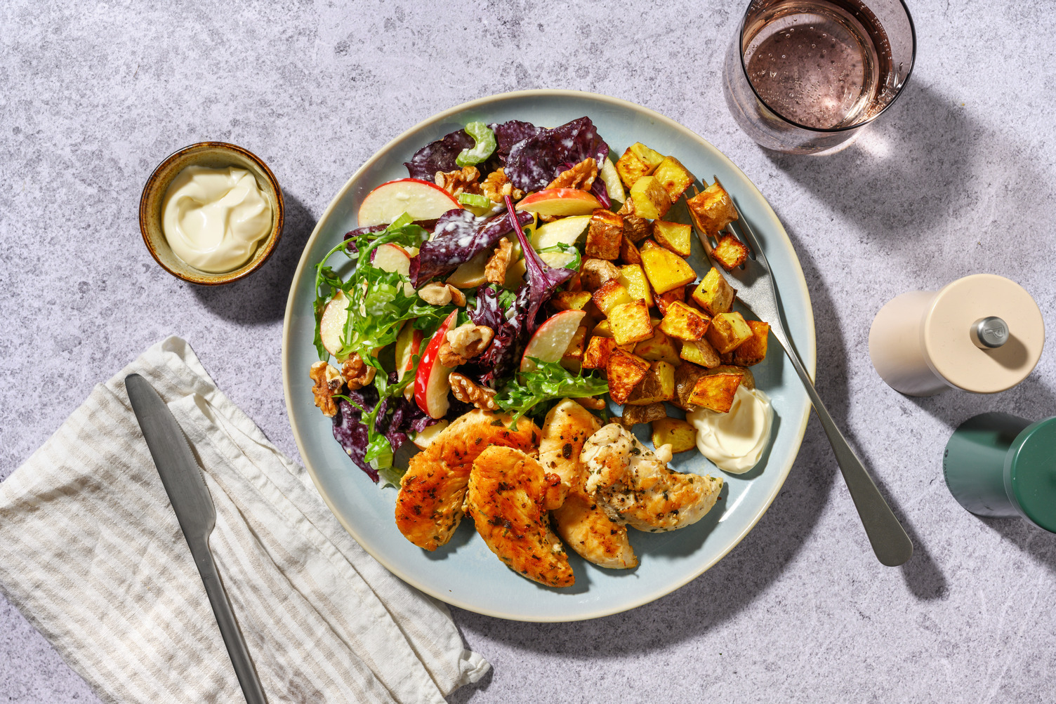 Garlicky Double Chicken & Nutty Salad
