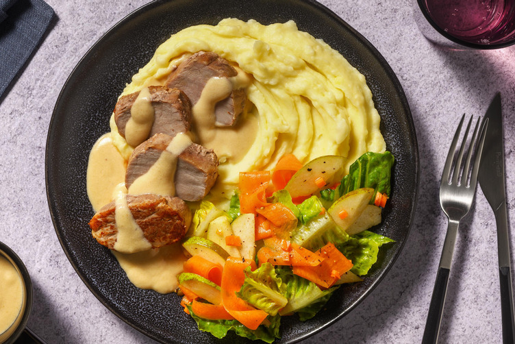 Pork medallions in a gruyere cream sauce