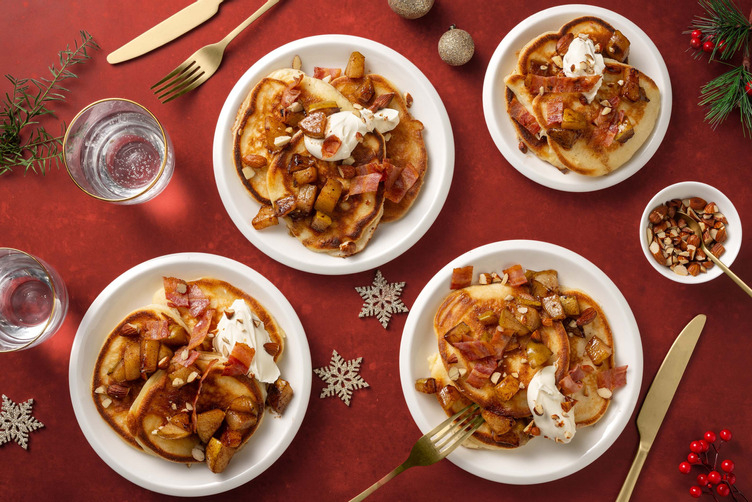 Bacon and Honey Caramelised Pear pancakes