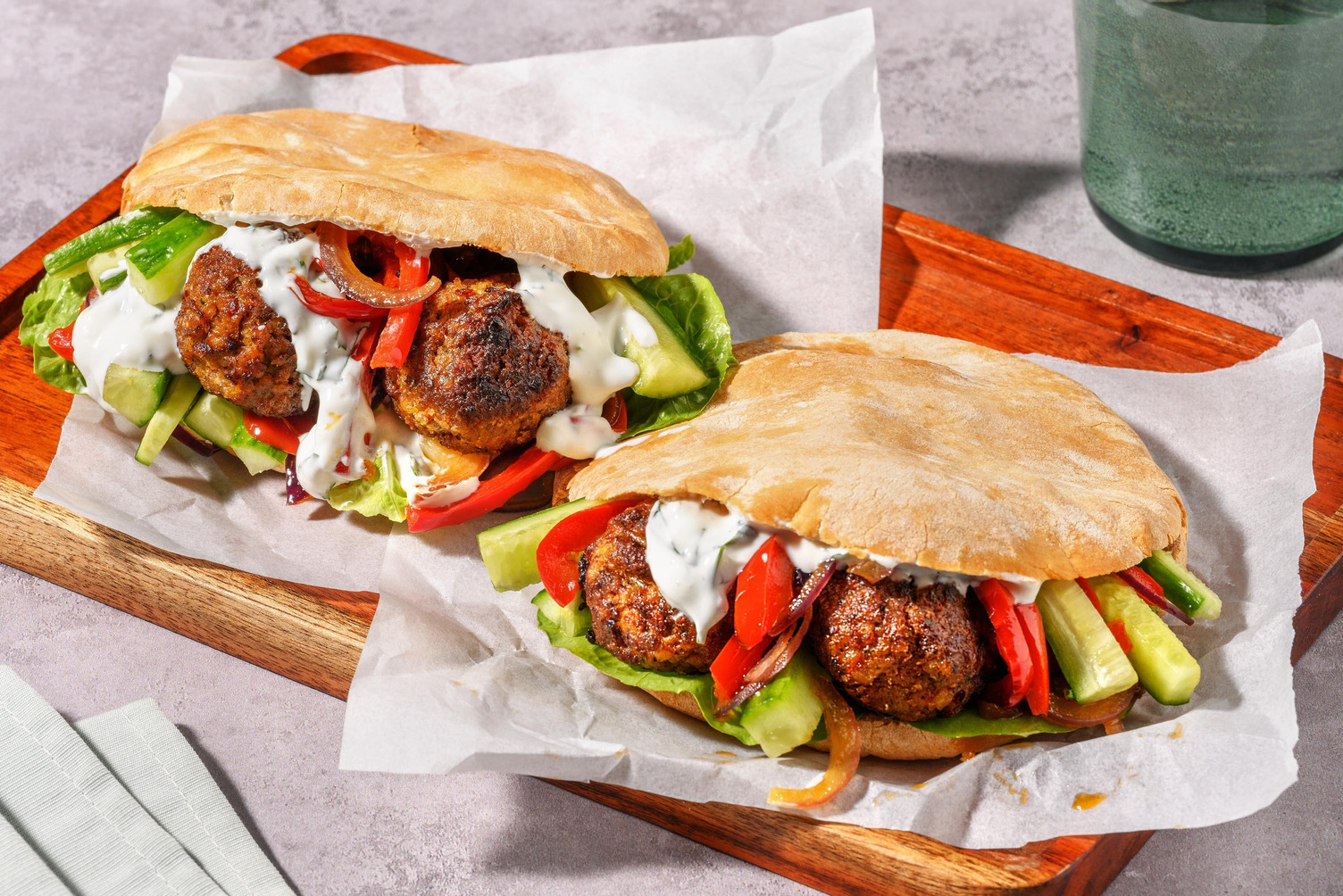 Falafel Pitas with Yogurt Sauce