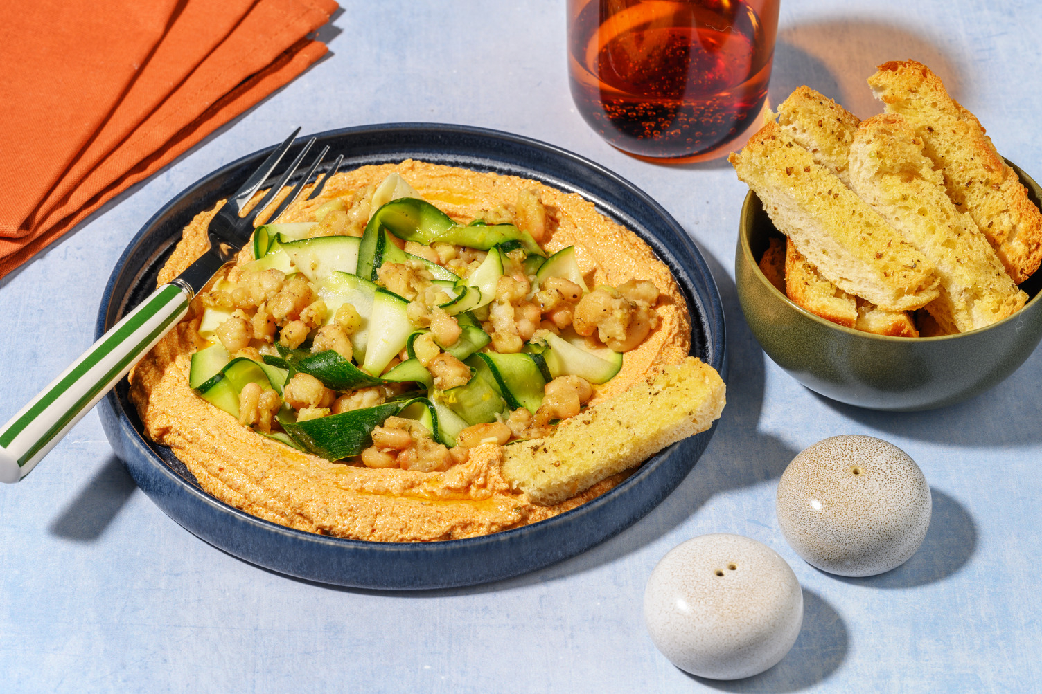 Crema de pesto calabrese y tofu con judías