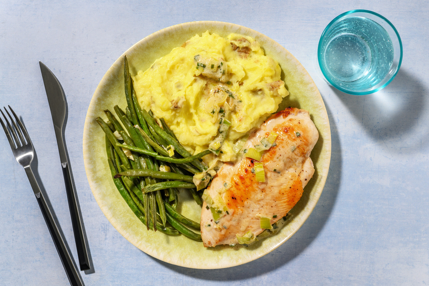 Chicken, Mash and Leek & Chive Sauce