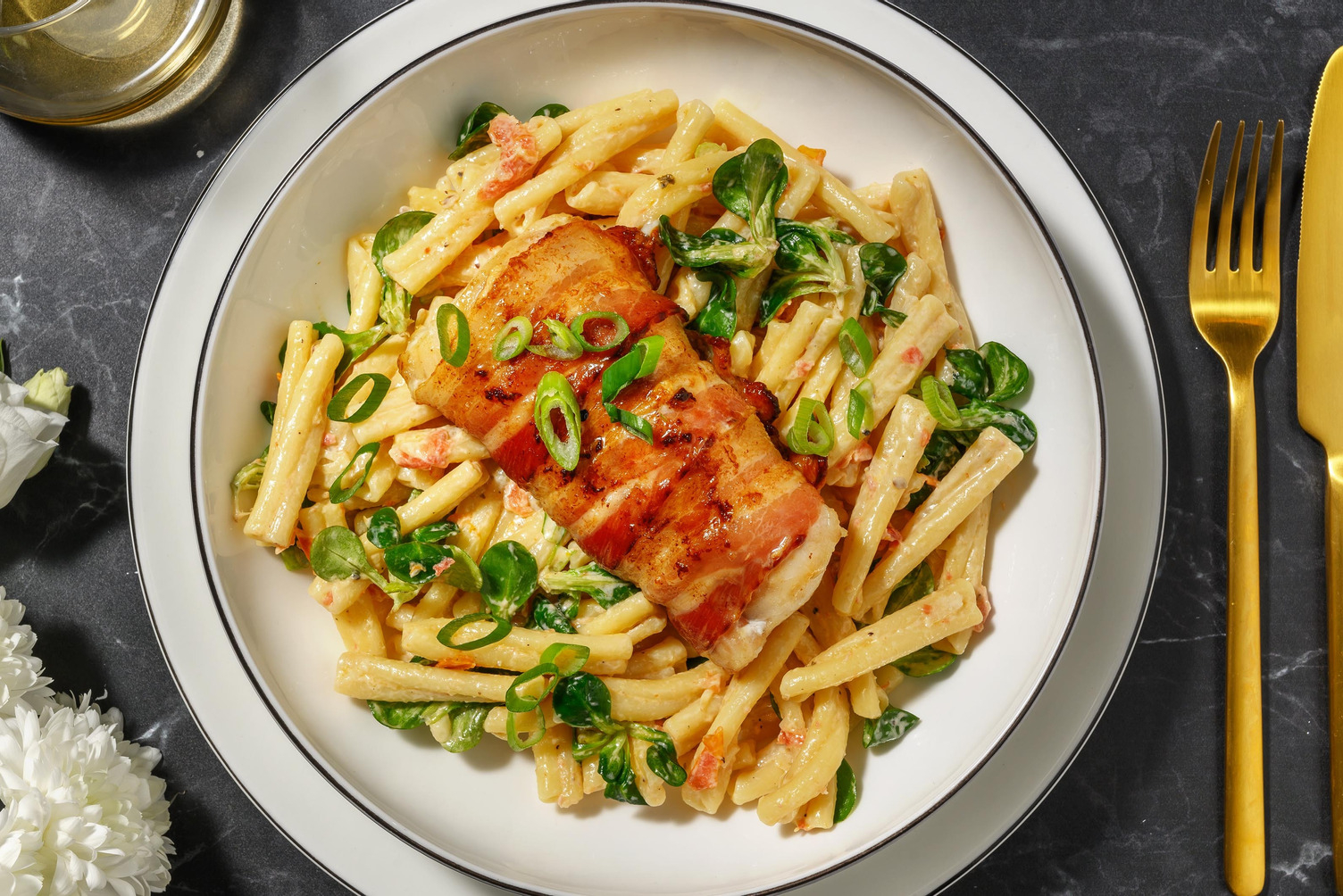 Seelachs & Bacon auf Strozzapreti