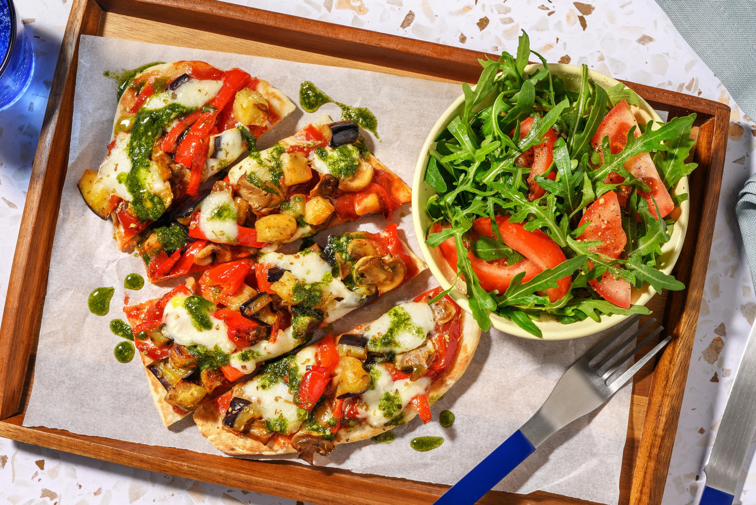 Naanpizza met aubergine