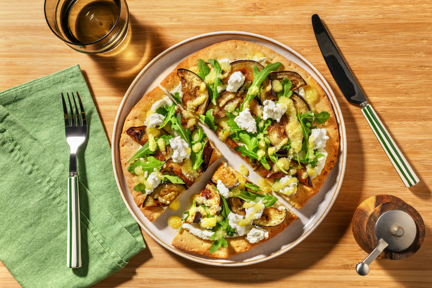 Pizza de berenjena y ricotta