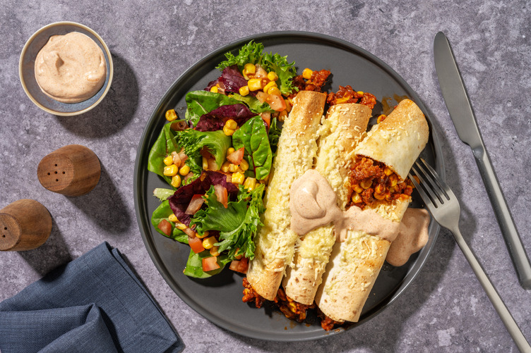 Las enchiladas: ternera con maíz y queso al tajín