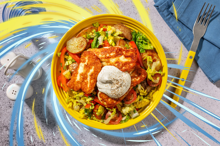 Grøn græsk halloumisalat 