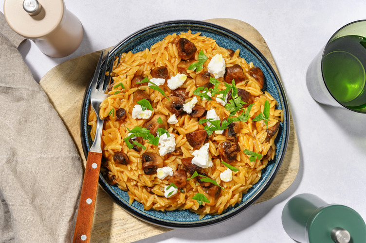 Risotto de orzo con queso de cabra
