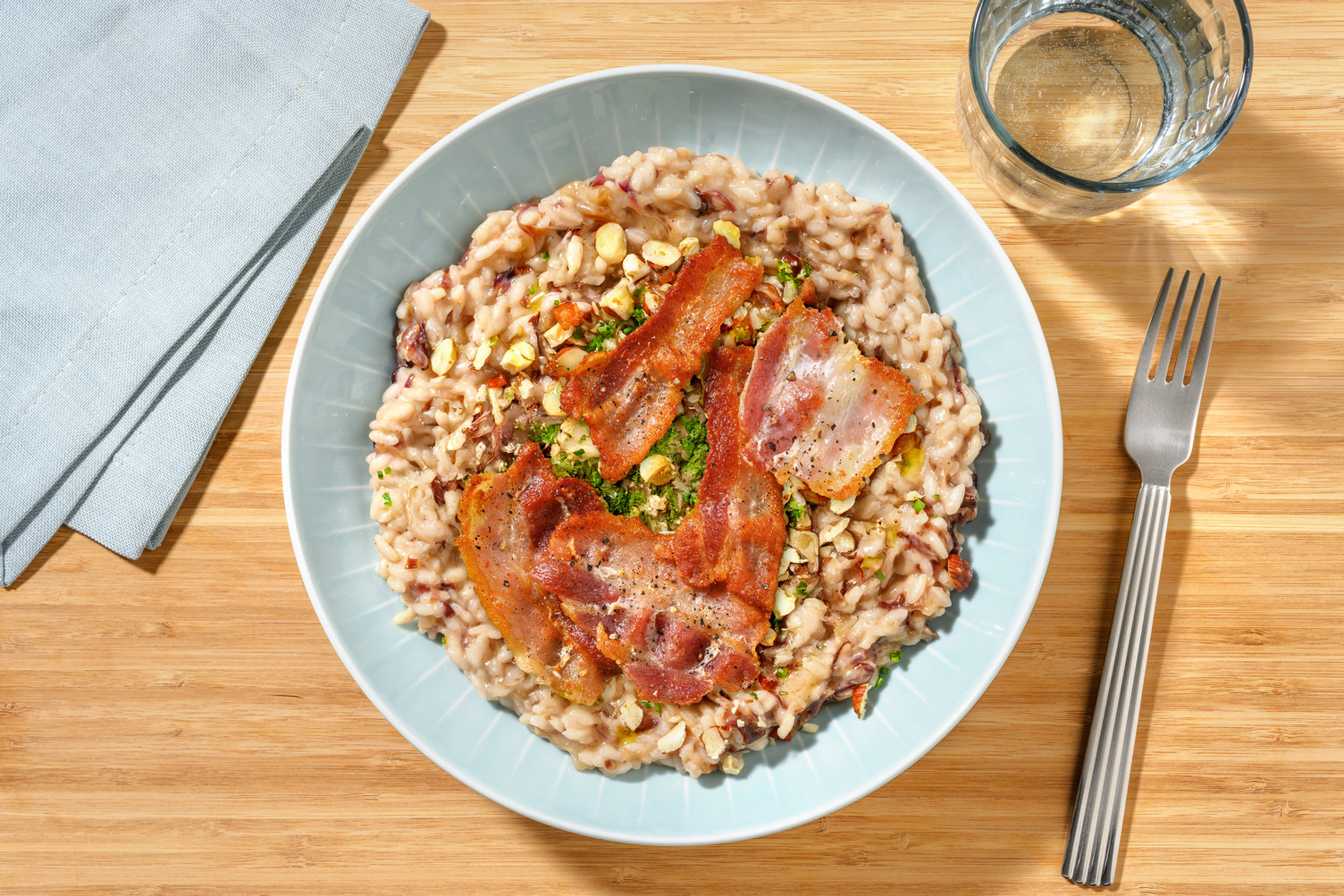Risotto al radicchio e pancetta croccante