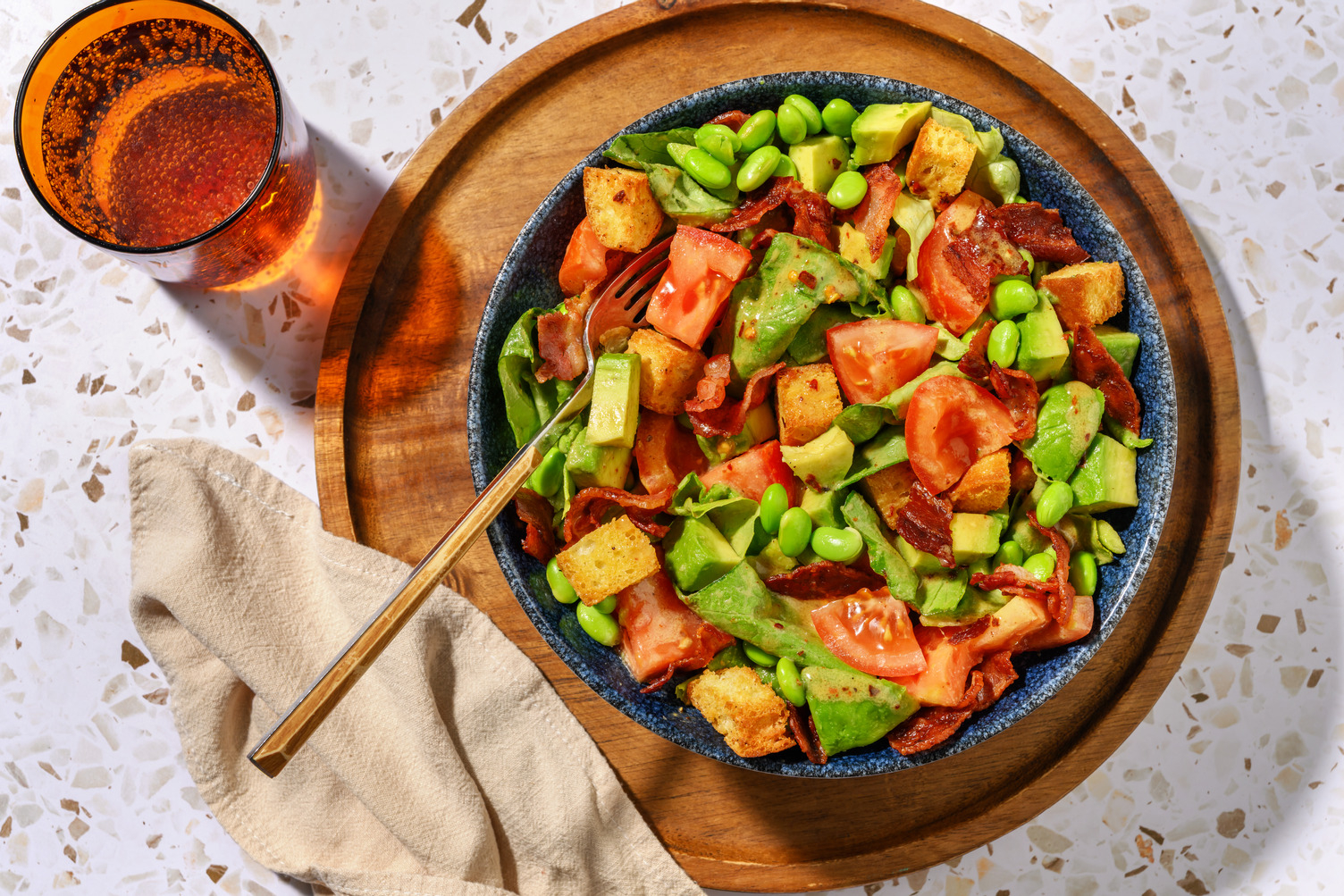 BLT Salad with Crunchy Croutons with Goat's Cheese