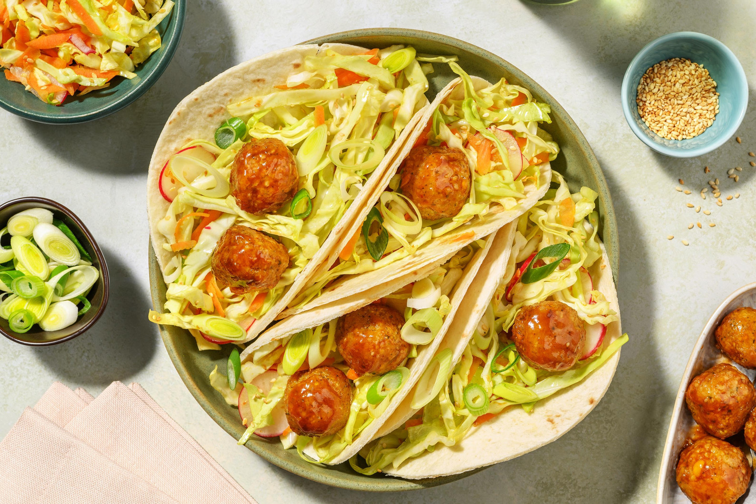 Glazed asian falafel tacos