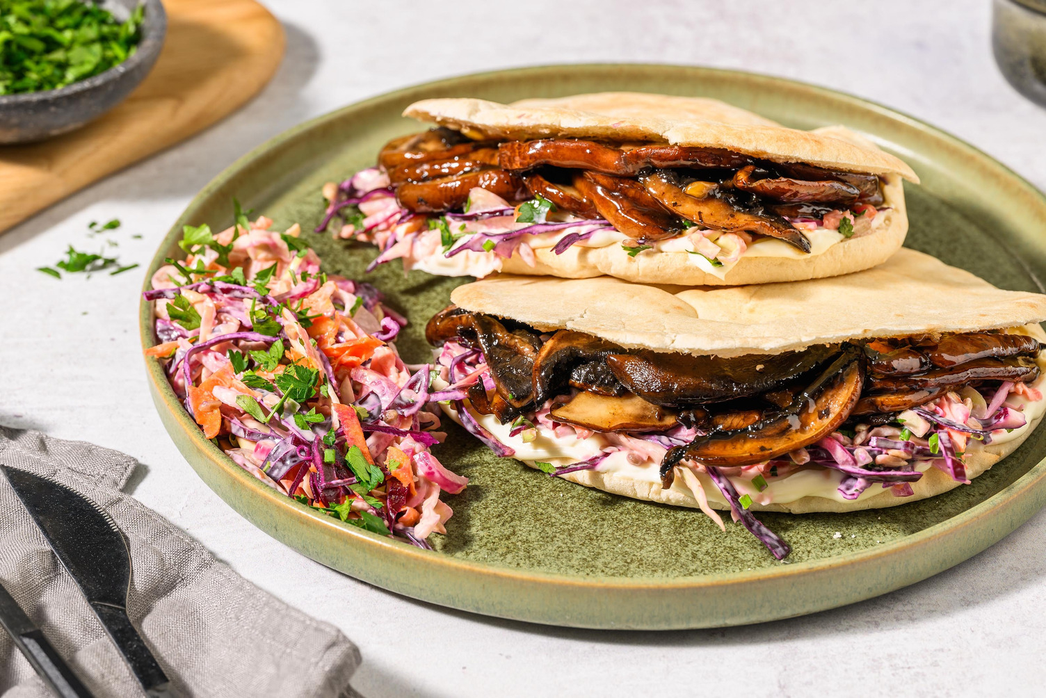 BBQ Portobello Pita mit Aioli
