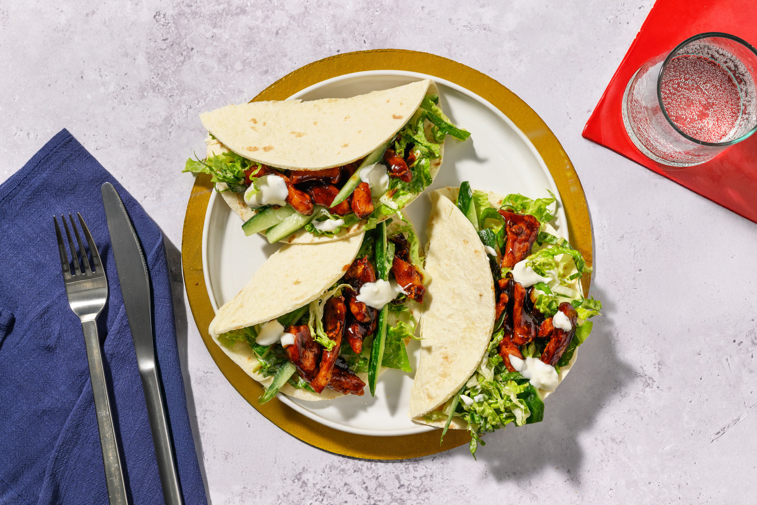 No Fuss Hoisin Plant-Based Crumbed Chick'n & Cos Salad Tacos