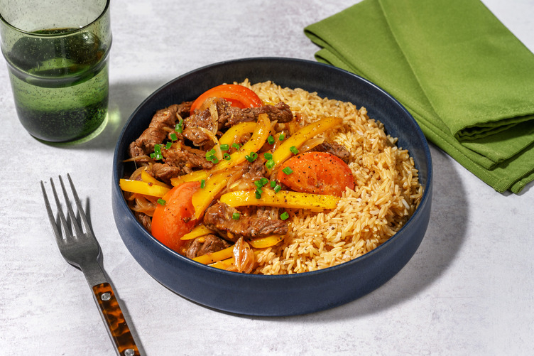 Salteado exprés de ternera y verduras con salsa dulce