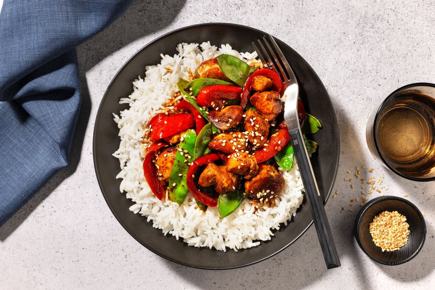 Sauté de porc bulgogi, gomasio & citron vert