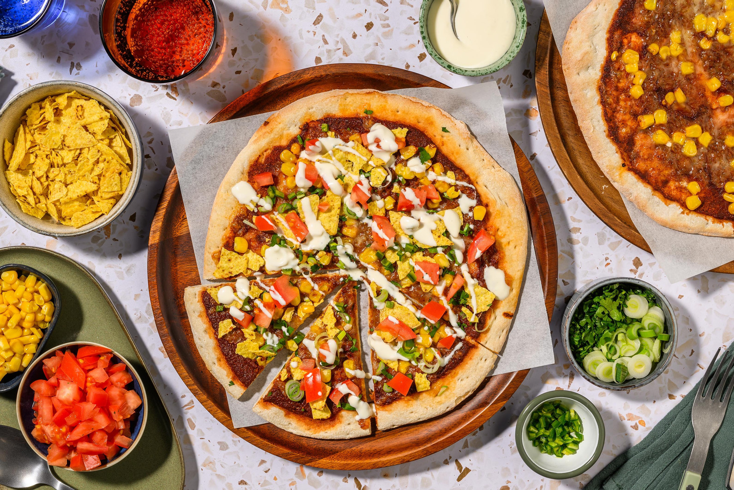 Texmexpizza med tortillacrunch