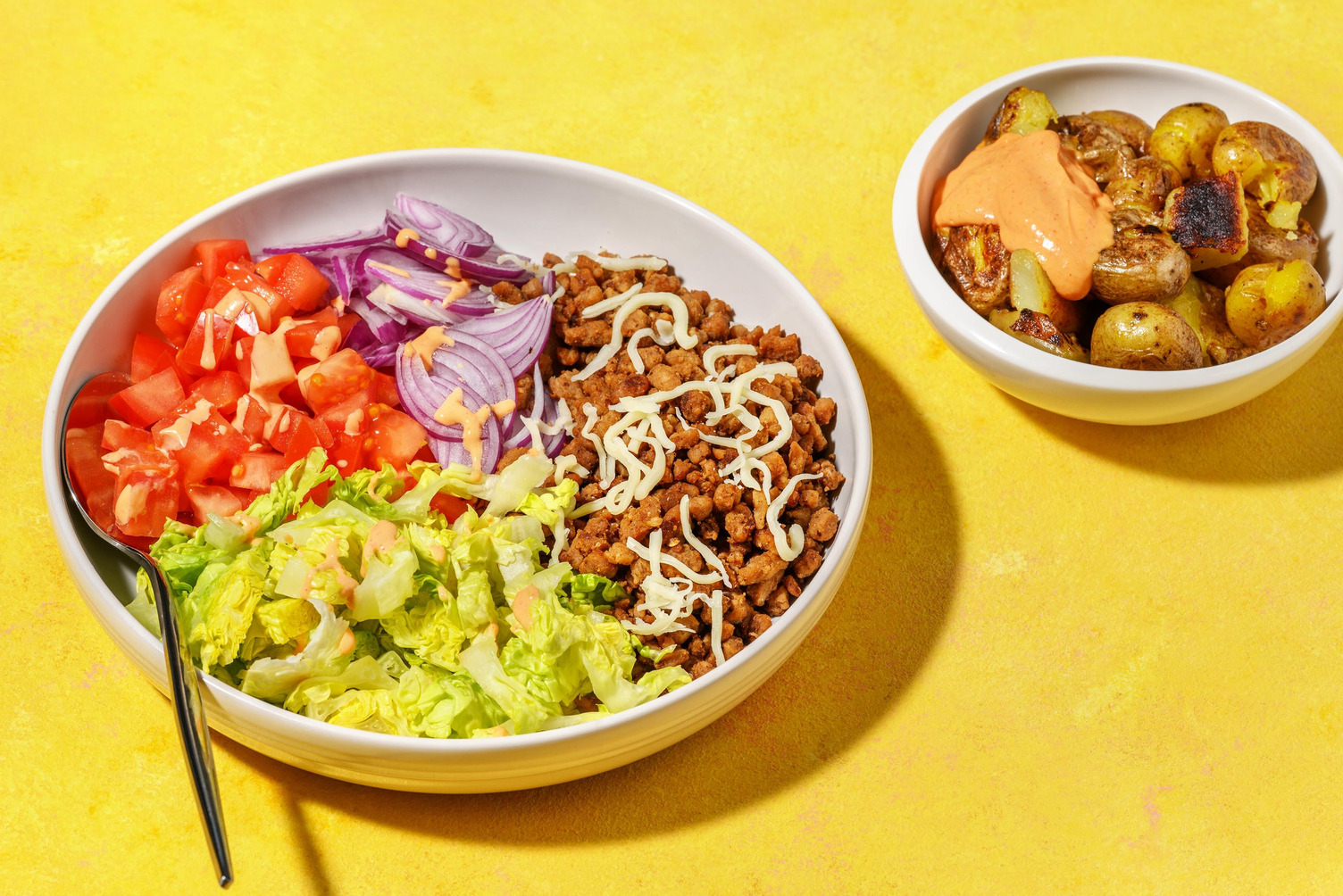 Quick veggie mince burger salad