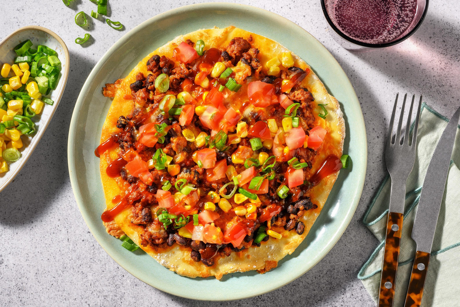 TexMex-pizza med hakket svinekød | Byg selv