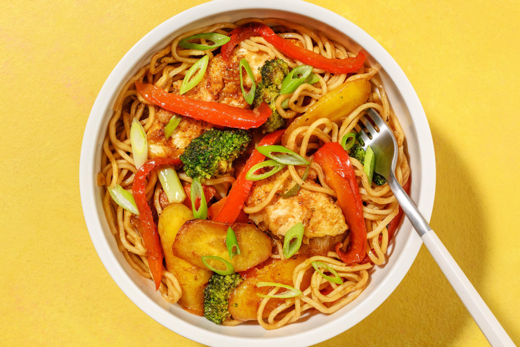 Quick lo mein style chicken stir fry