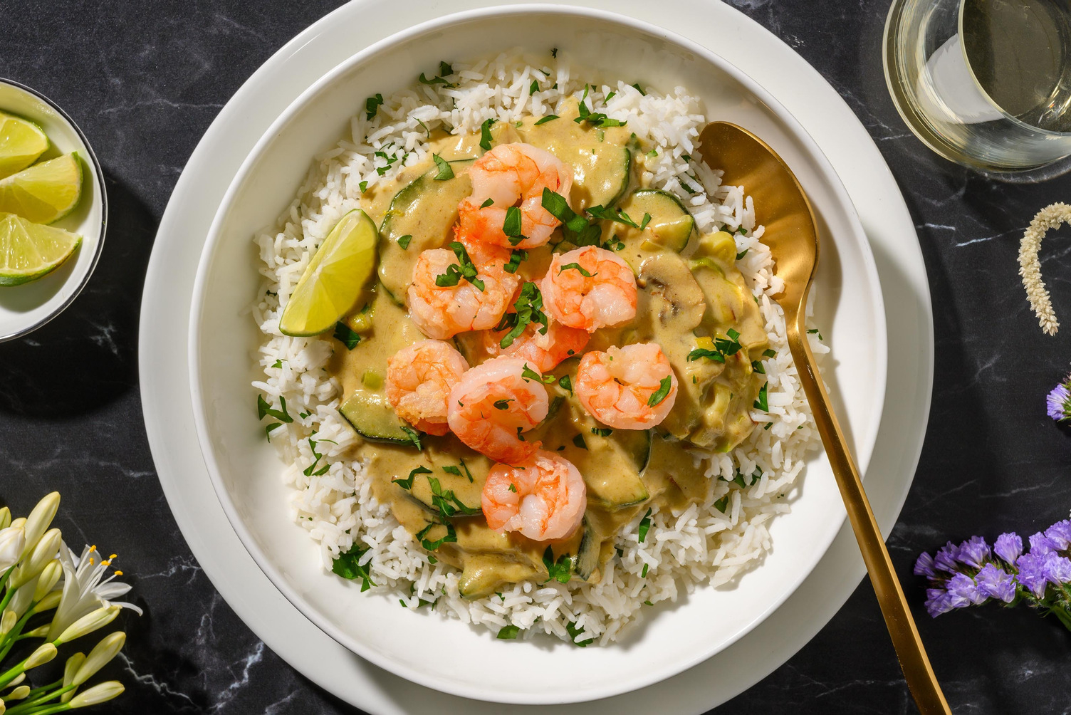 Grünes Thai-Curry mit Crevetten