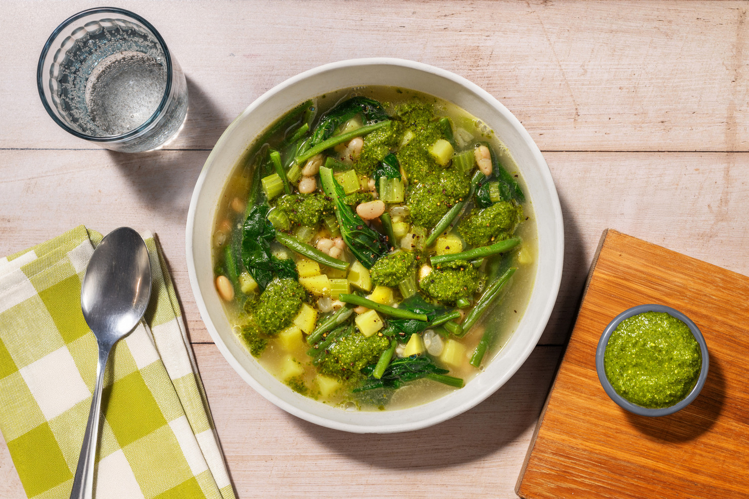Minestrone di fagiolini e pesto Dop