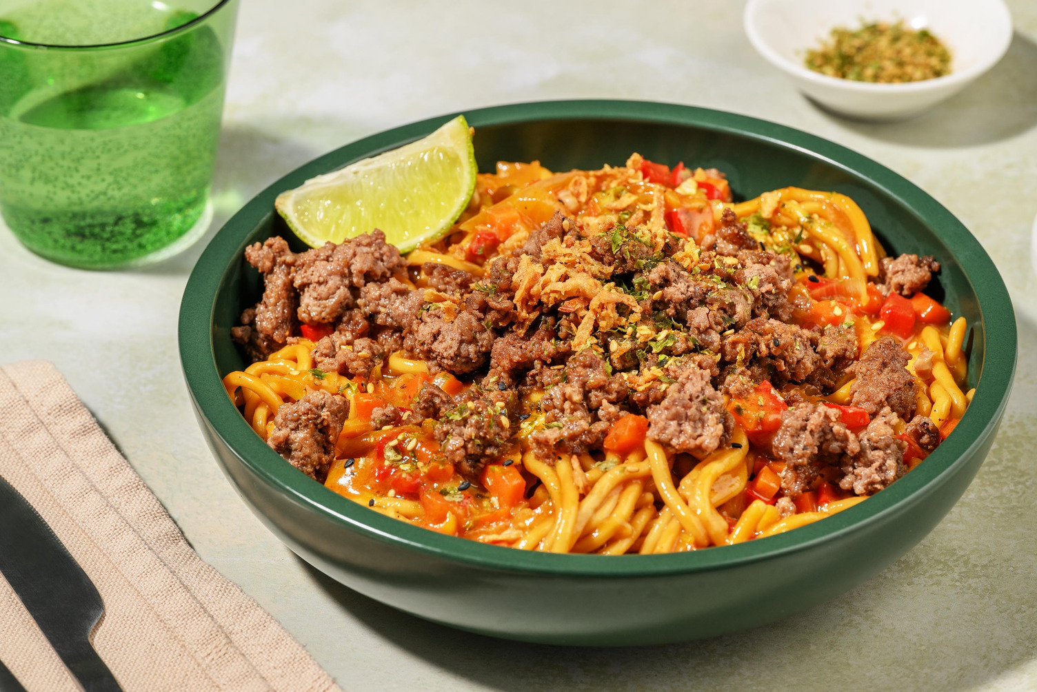 Fusion Pork Noodles in Creamy Miso Sauce