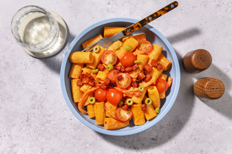 Chorizo and Olive Rigatoni with Irish Chicken