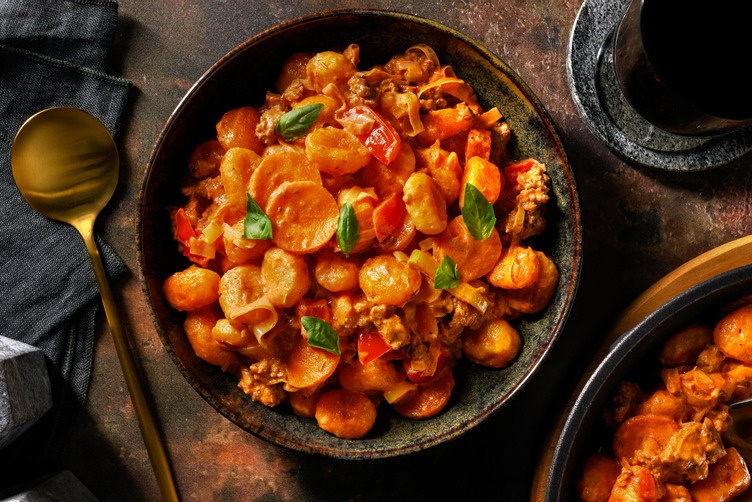Gnocchi in Bio-Rindfleisch-Bolognese
