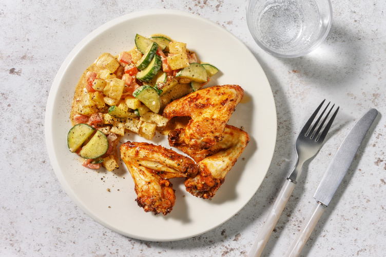 Alitas de pollo marinadas con harissa y limón