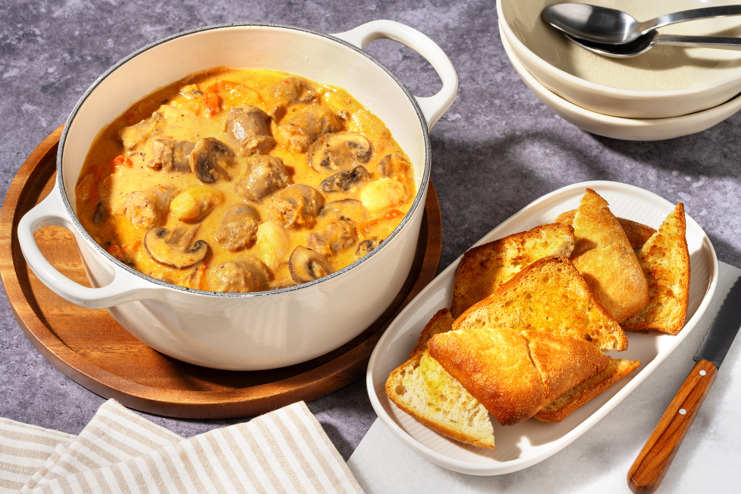 One Pot Sausage, Mushroom and Butter Bean Cassoulet