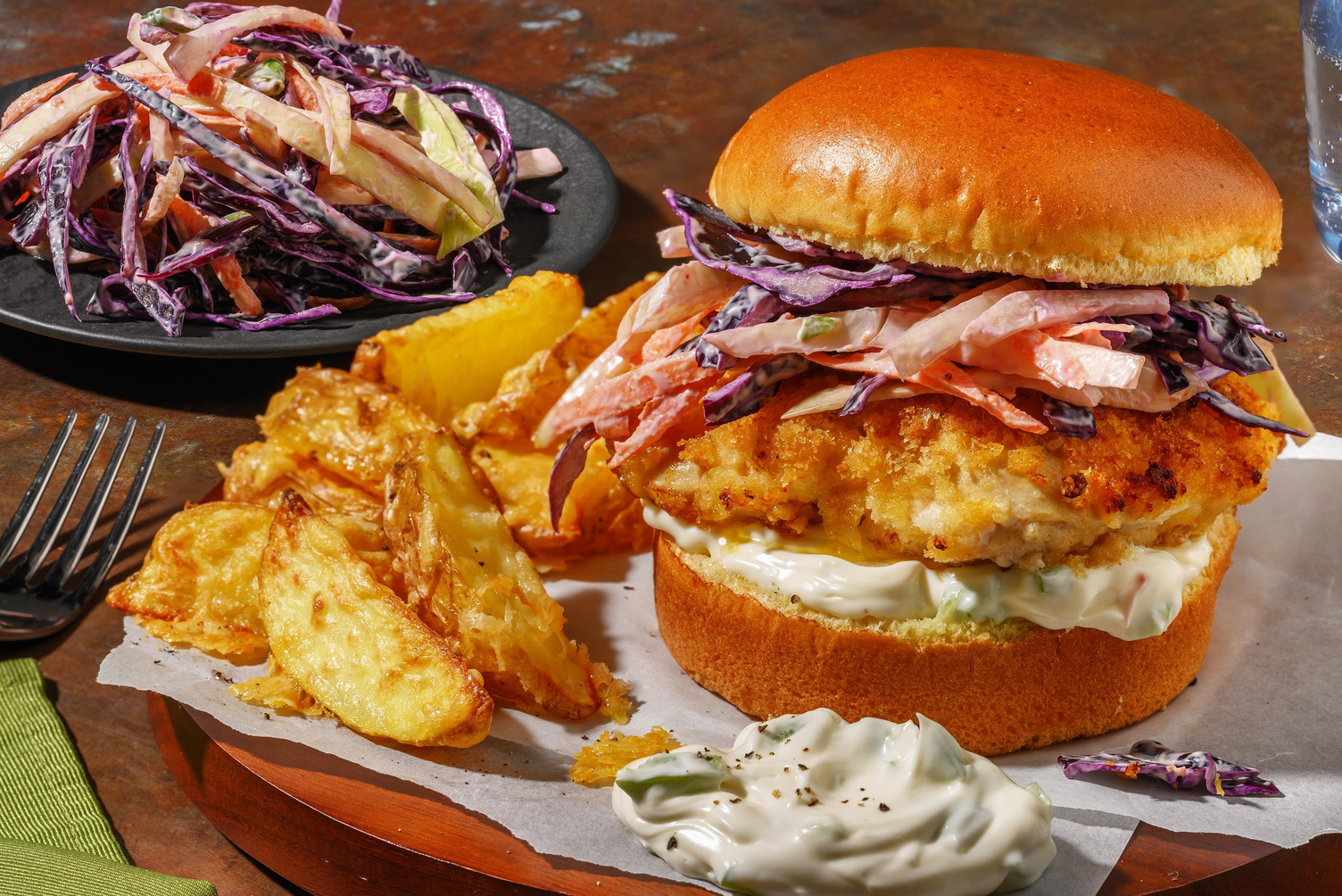 Crispy Chicken Burger mit spicy Slaw