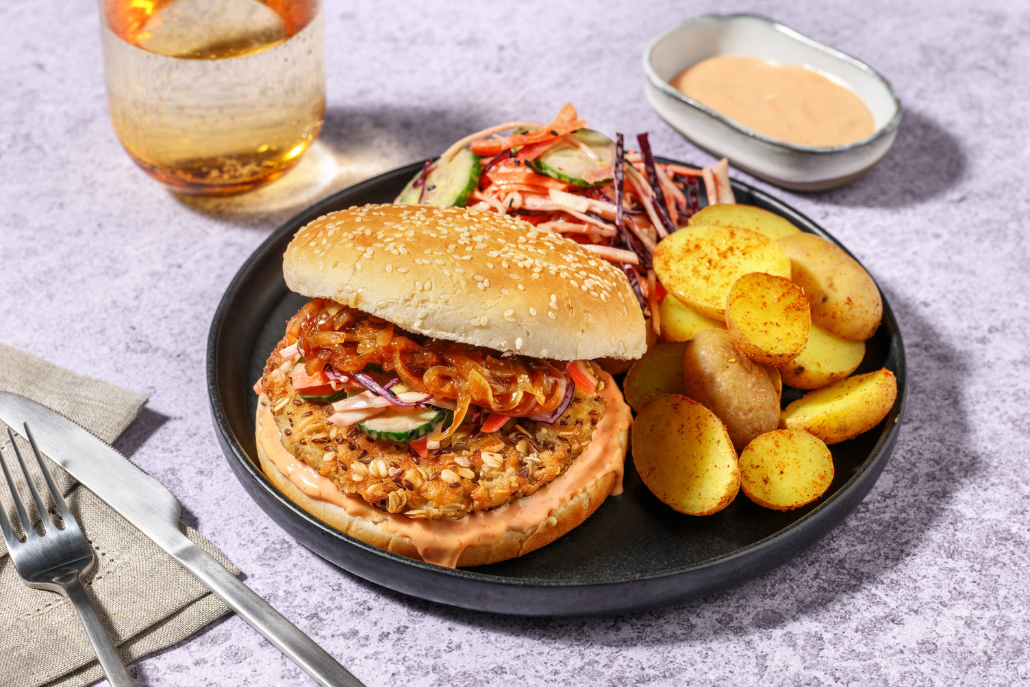 Burger de poisson à la coréenne & mayo à la sriracha