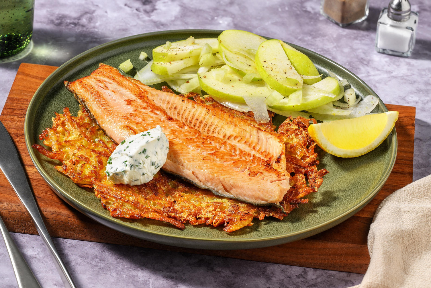 Salmone su rösti croccante di patate