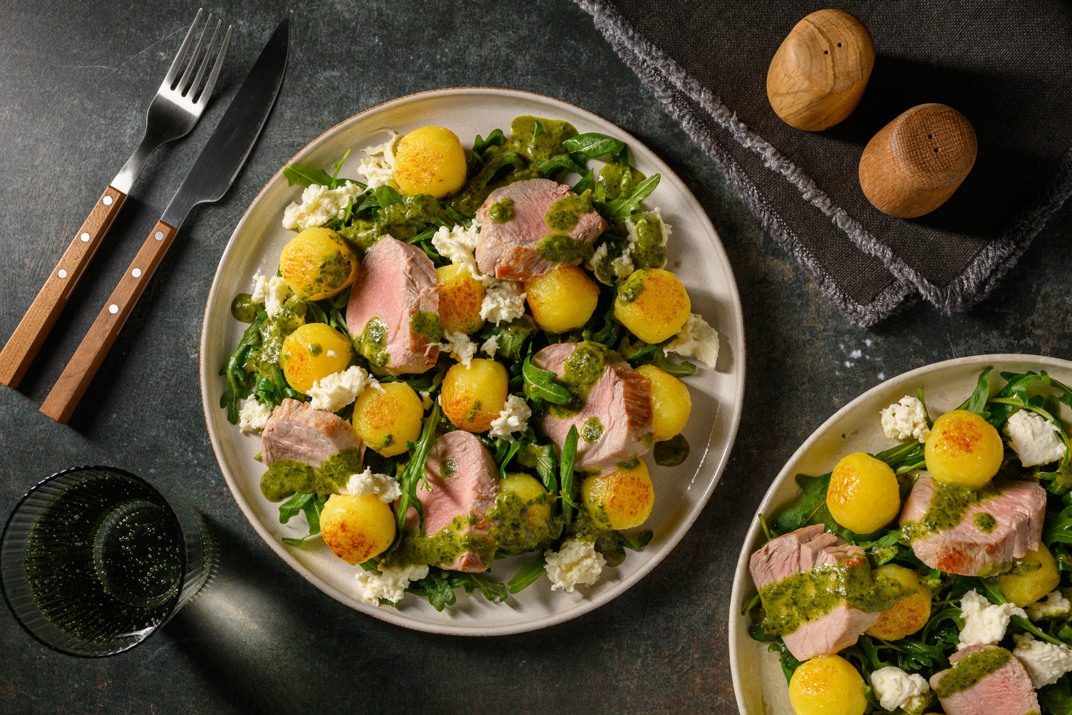 Solomillo de cerdo con gnocchis trufados