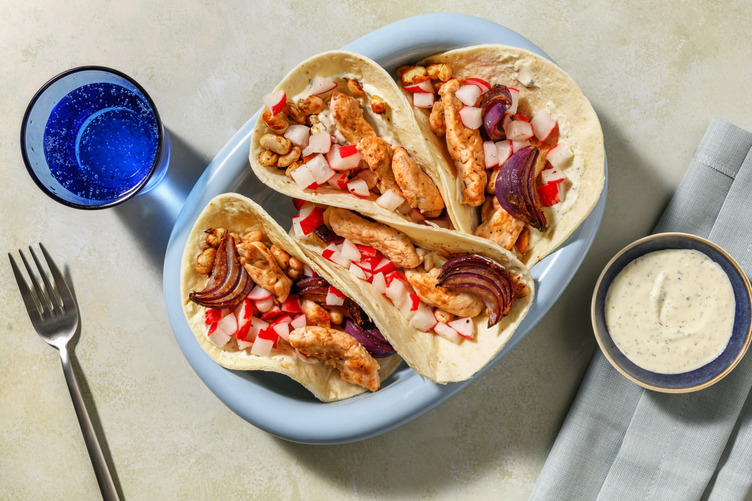 Za'atar Bio-Hähnchen Tacos mit gerösteten Bohnen