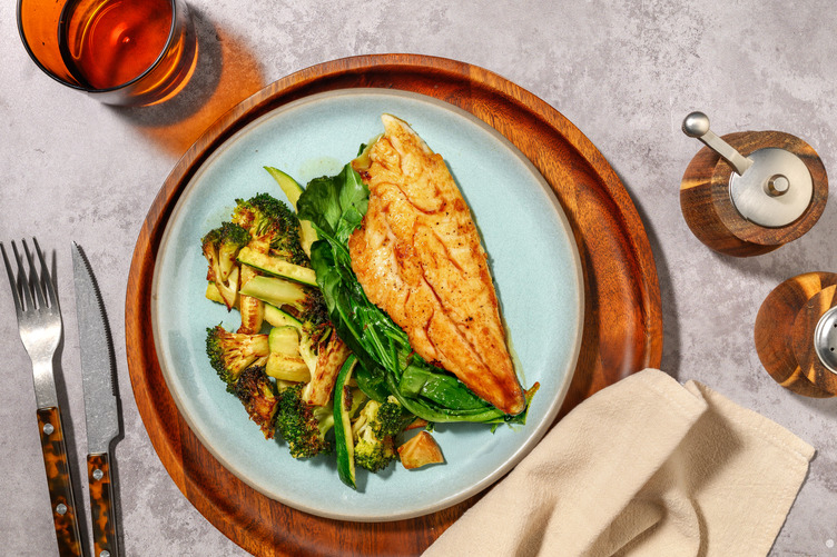 Soy-Ginger Glazed White Fish & Prawns