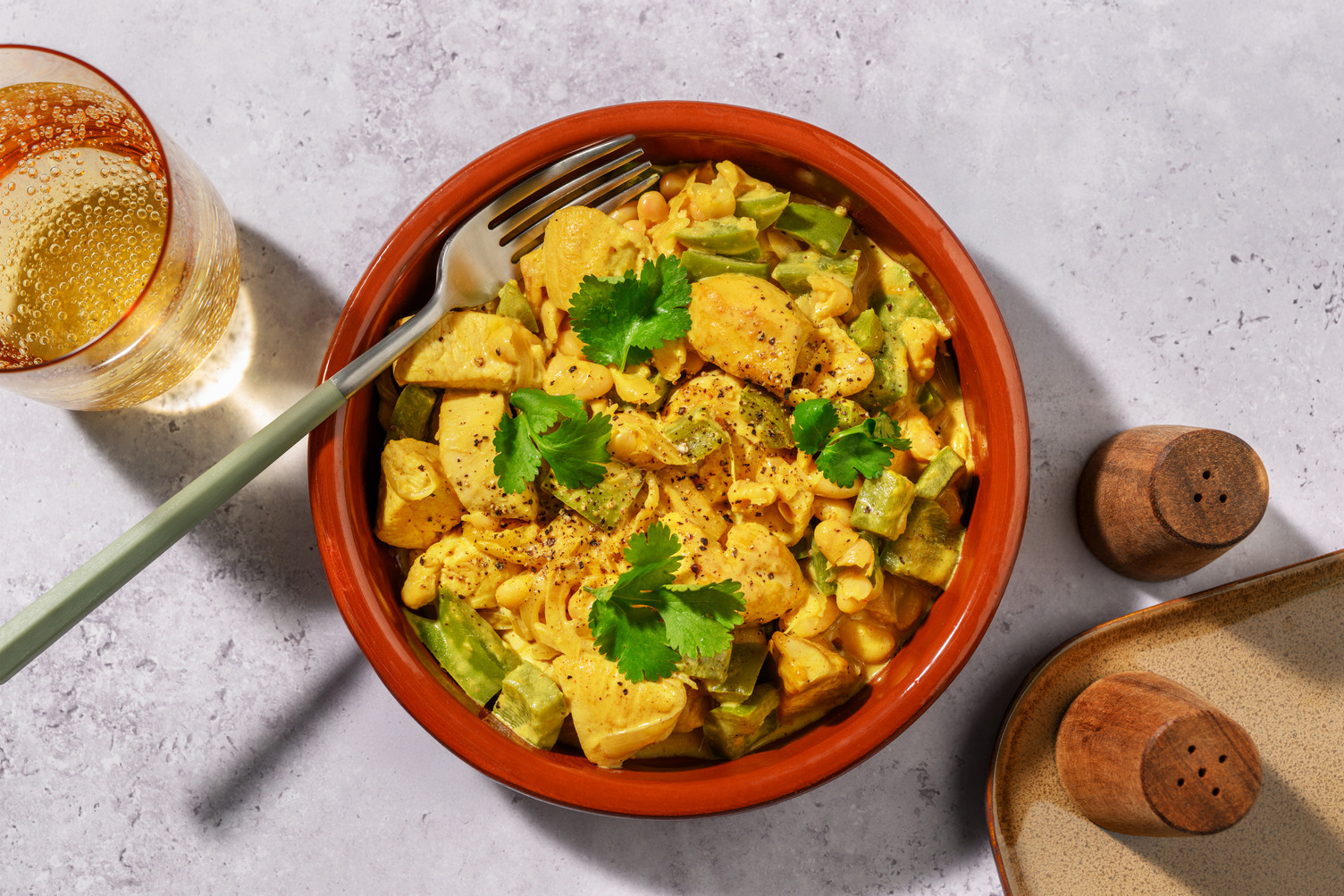 Curry exprés de pollo y judías