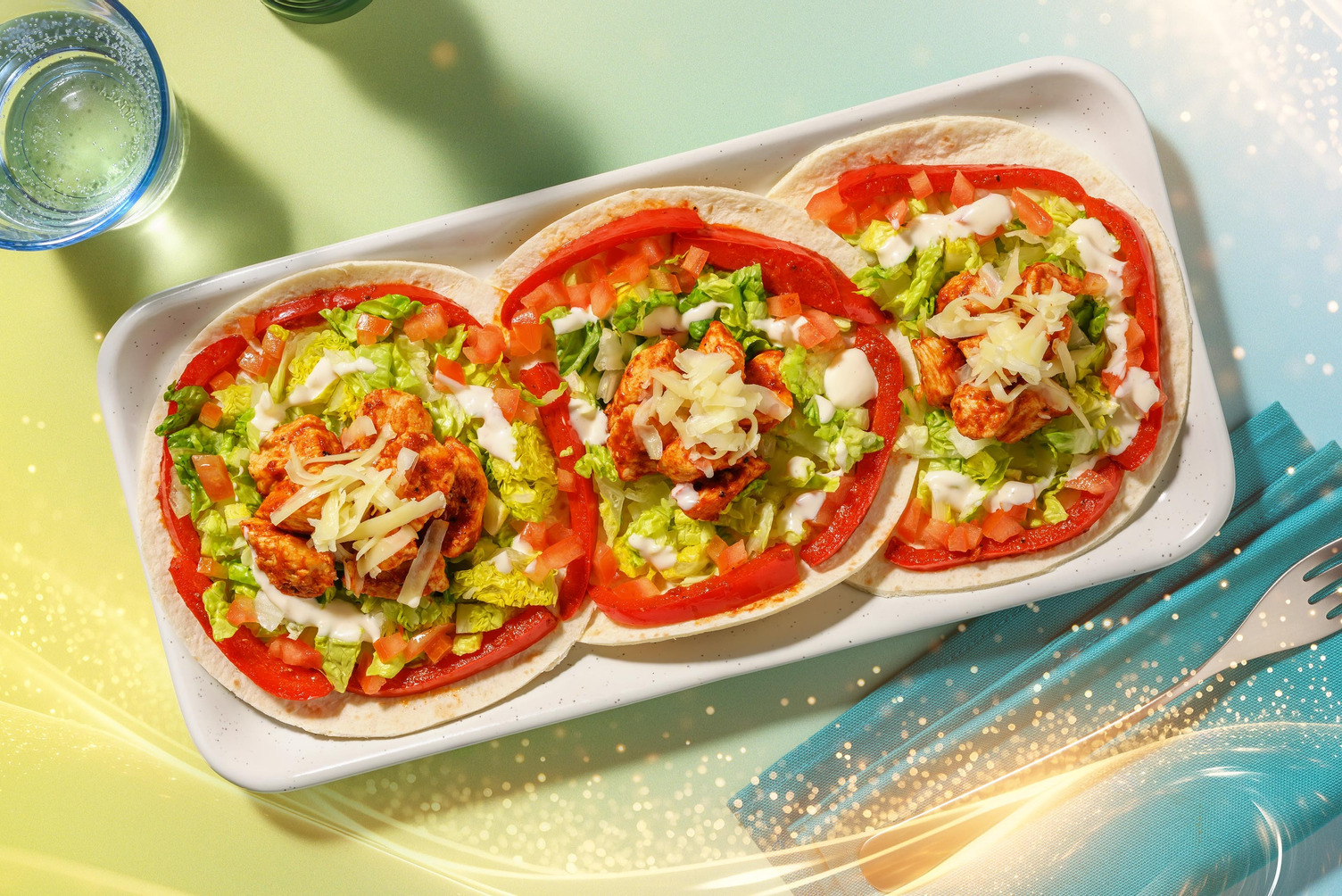 Kipfajita's met kaas en chilimayonaise