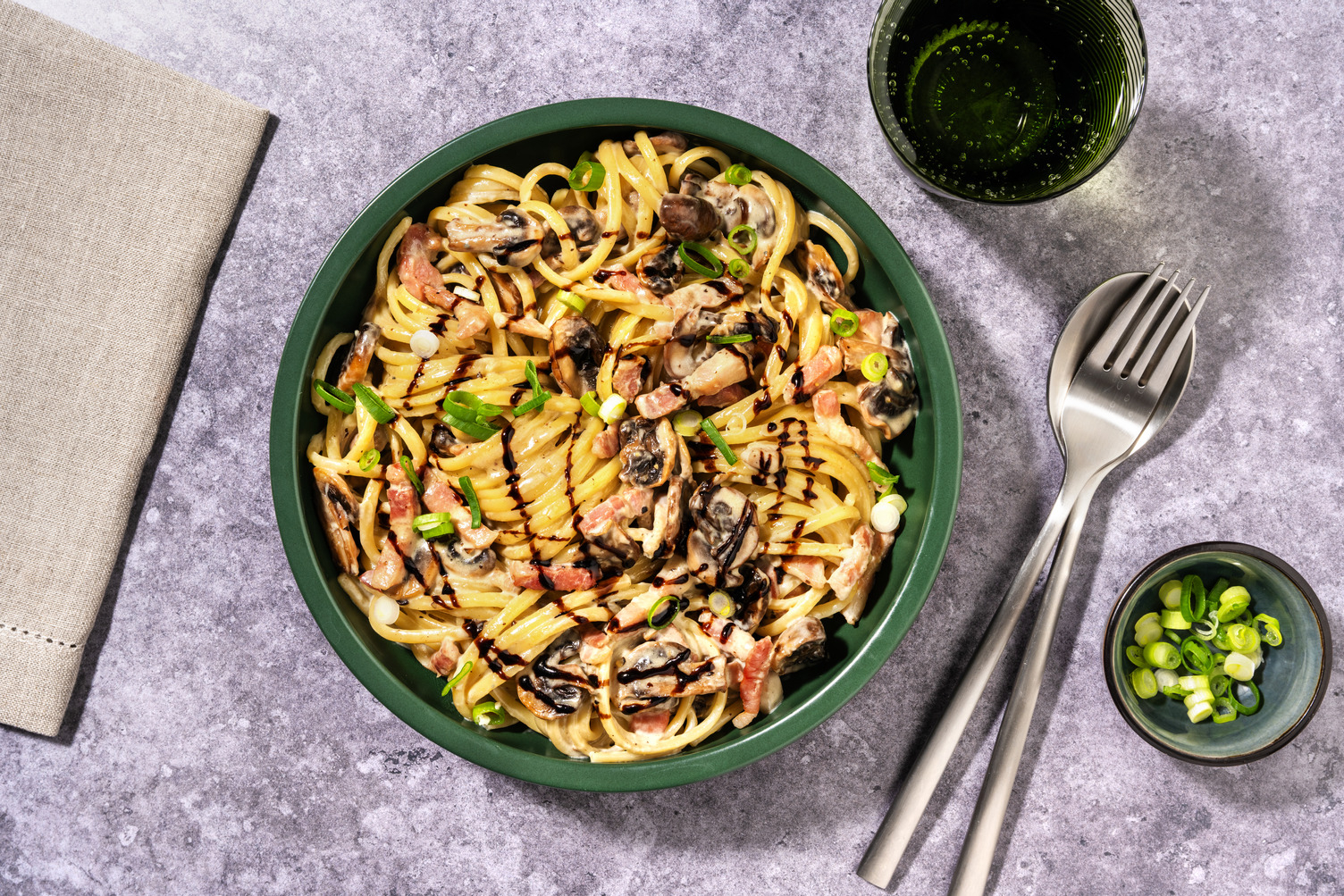 Creamy Cashel Blue® Cheese Bacon Linguine with Irish Chicken